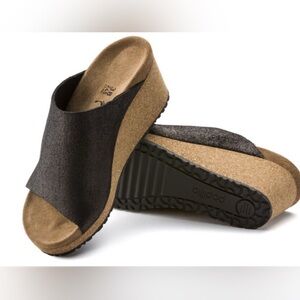 Papillio Black and Brown Wedge Sandals